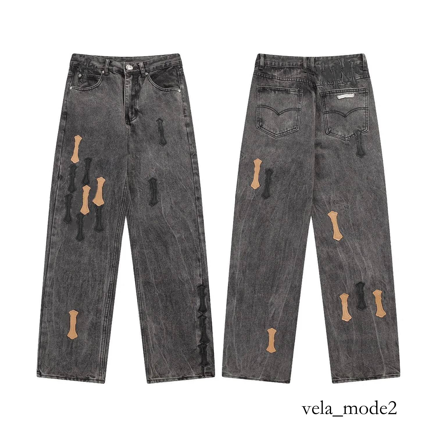 Chrome Jeans Designer Contemporary Style Classical New Loose Fit Mens Womens Cross Prints High Quality Straight Wide Leg Daily Wear Cotton New Heart