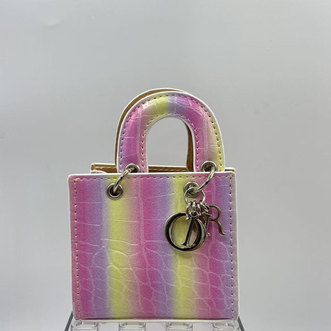 Gradient crocodile pattern mini handbag keychain mini square PU leather top handle handbag pendant fashion doll bag pendant wholesale
