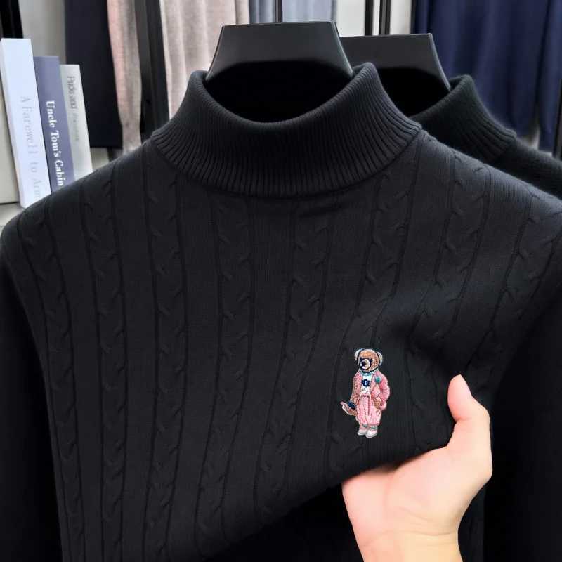 Men's Jacquard Pullover for New Autumn High-Quality Knitted Sweater with Semi High Collar Embroidery Fashionable Men's Clothing J260916