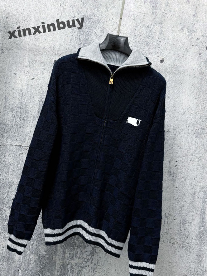 Men Checkerboard Knitted Cardigan pattern Sweatshirt Hoodie Designer Women Paris cotton Long Sleeve Man Paris Street red black S-2XL