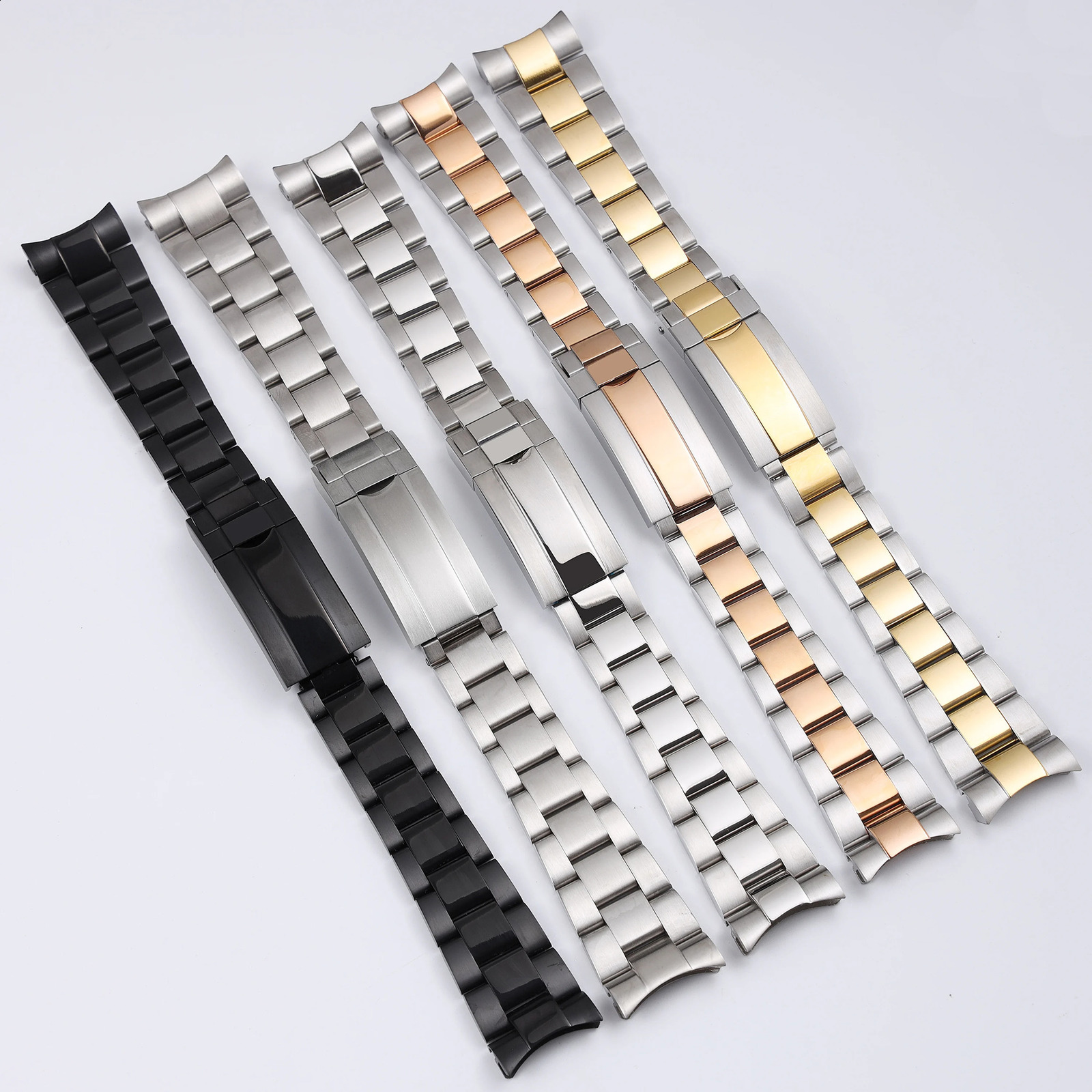2021mm 316L Stainless Steel Silver Oyster Wrist Bracelet Strap Deployment Clasp For NH35 Submariner Case Watch Band 260916