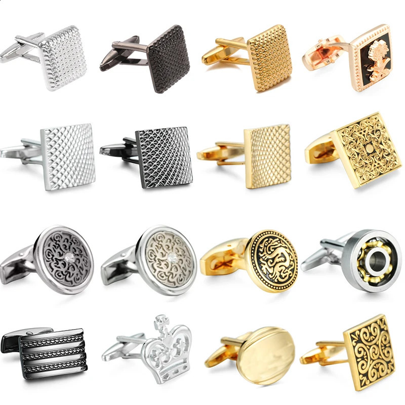 High quality brass crown cufflinks for men's weddings French shirt badges carved flower cufflinks factory direct wholesale 260917