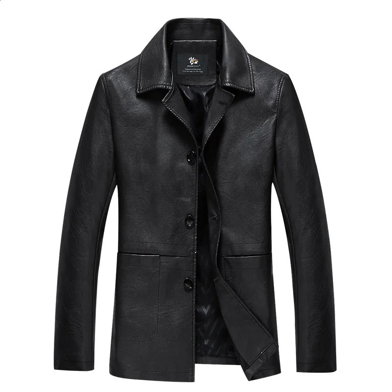 Men Soft PU Leather Jacket Male Business Casual Coats Man Jaqueta Masculinas Inverno Couro Large Size XXXL 4XL 260917