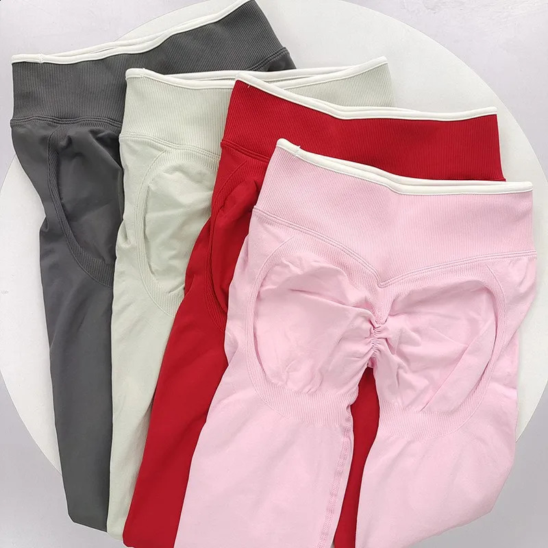 Women's High-Rise Seamless Peach Lift Leggings with Colorblock n - 4-Way Stretch Tummy Control for Gym Yoga Running 260917