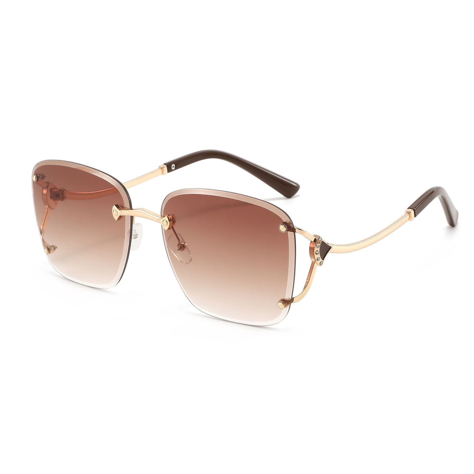 Luxury Brand Designer Sunglasses 2026 New Frameless Metal For Women, Large Frame, Fashionable, Luxurious Design, High-End Trendy Sunglasses 2026