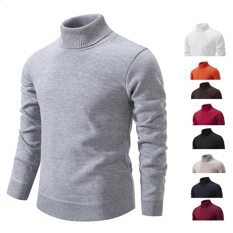 Winter Turtleneck Sweater Thick Mens Casual Pullover Sweaters Solid Color Quality Warm Slim Turtleneck Sweaters Pullover Men 260917