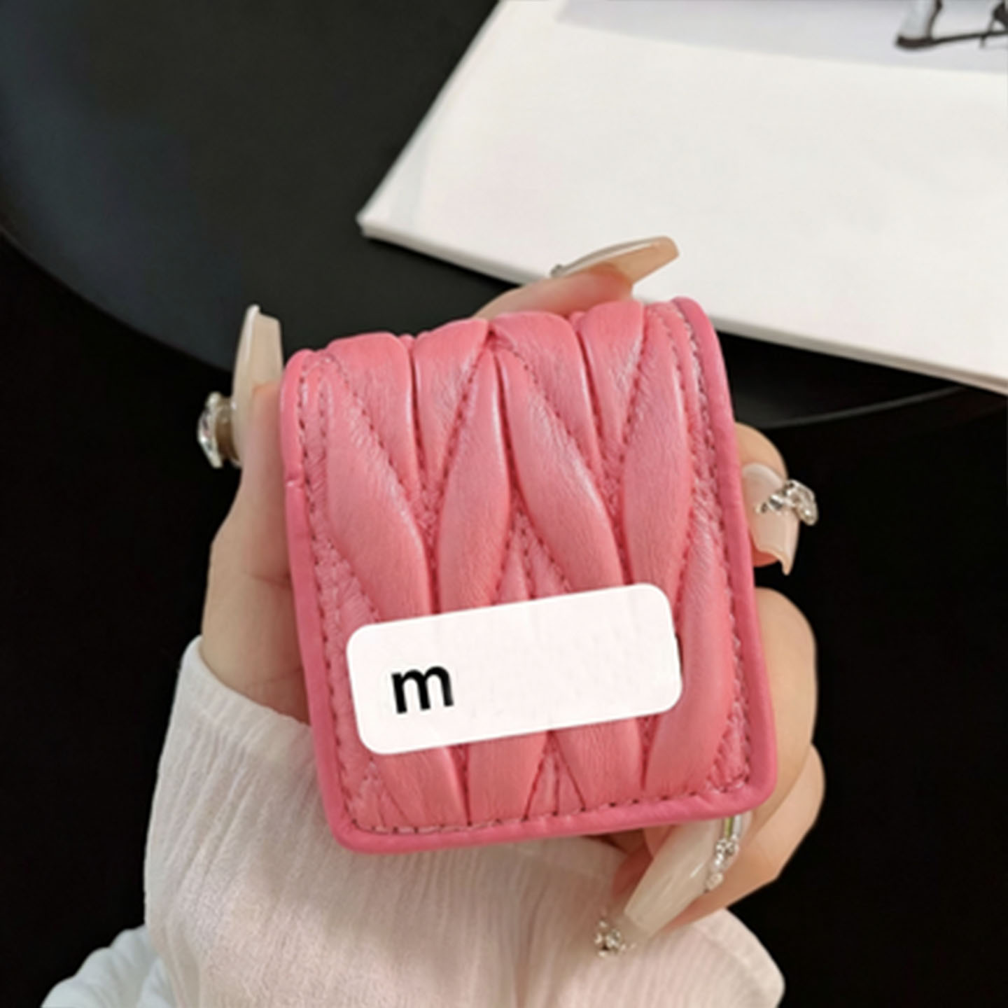 Designer wrinkled PU leather mini coin wallet keychain cute ladies' small wallet headphones lipstick storage bag keyring bag charming multi col