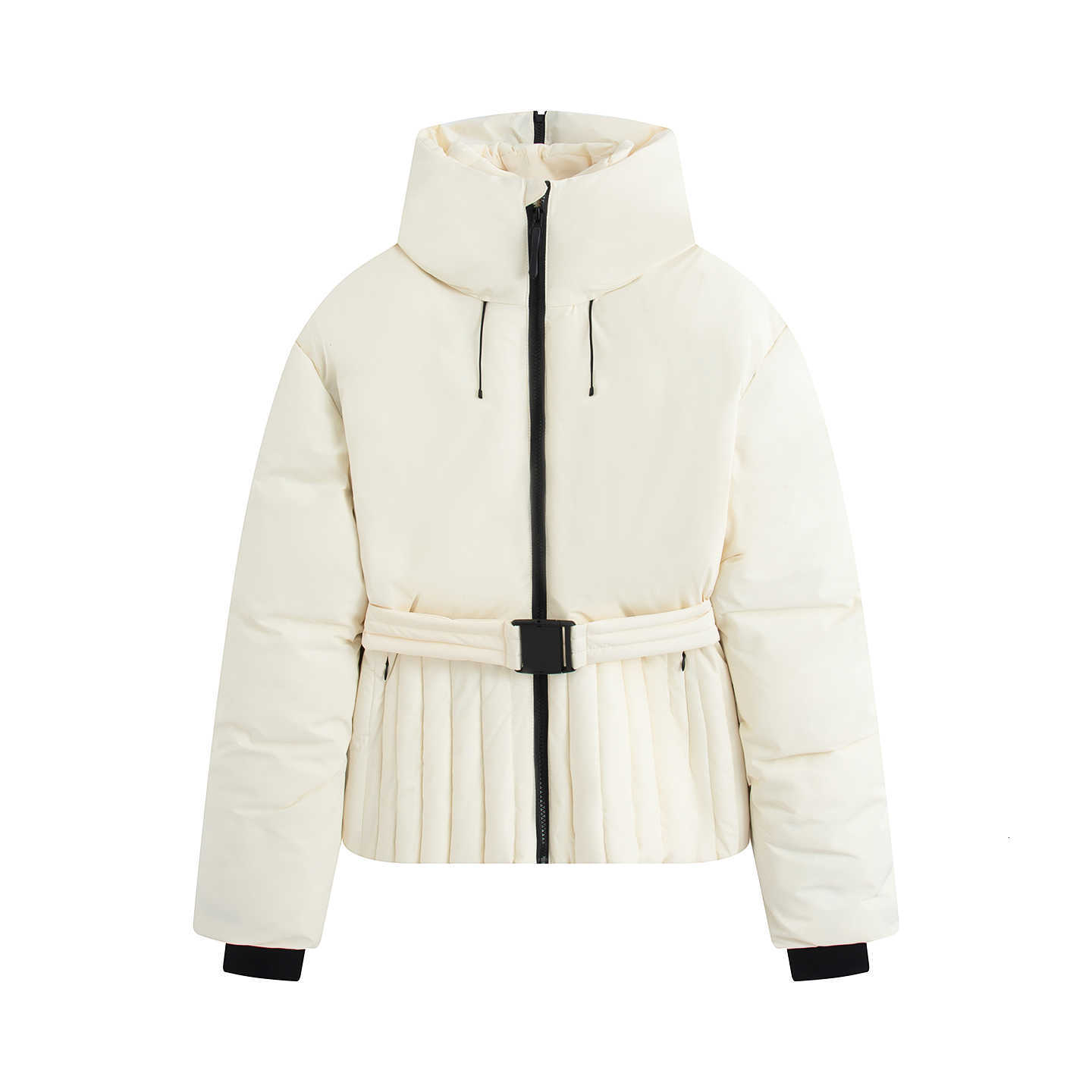 Zip 2026 Hooded Women's Elegant Beige Skiing Padded Snowboard Sports Coats Lady Chic Thicken Warm Windproof Jackets Parkas Belt H260917
