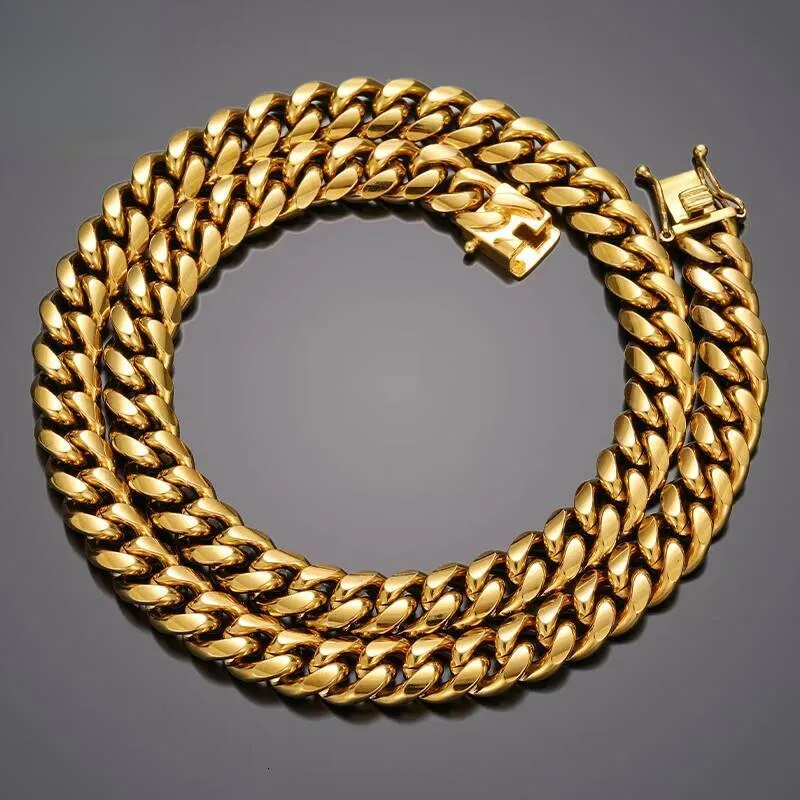 Factory Wholesale Price Hip Hop Jewelry 10mm 18K PVD Gold Plated Mens Miami Cuban Link Chain