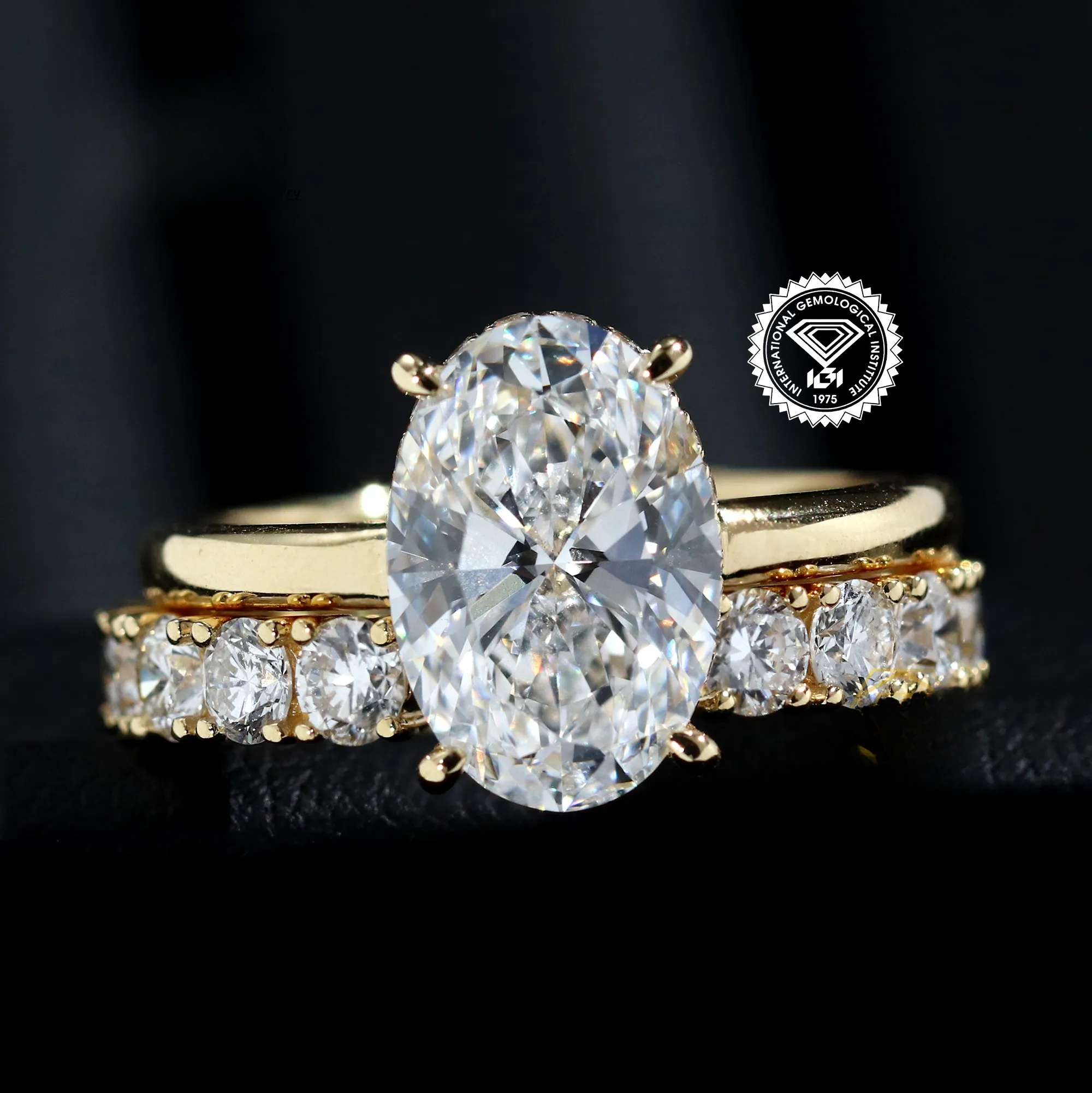 GIA IGI Certified Solid 14k 18k Gold Customizable Lab Grown Diamond Set (1ct 5ct) for Men Women CVD HPHT Engagement Ring