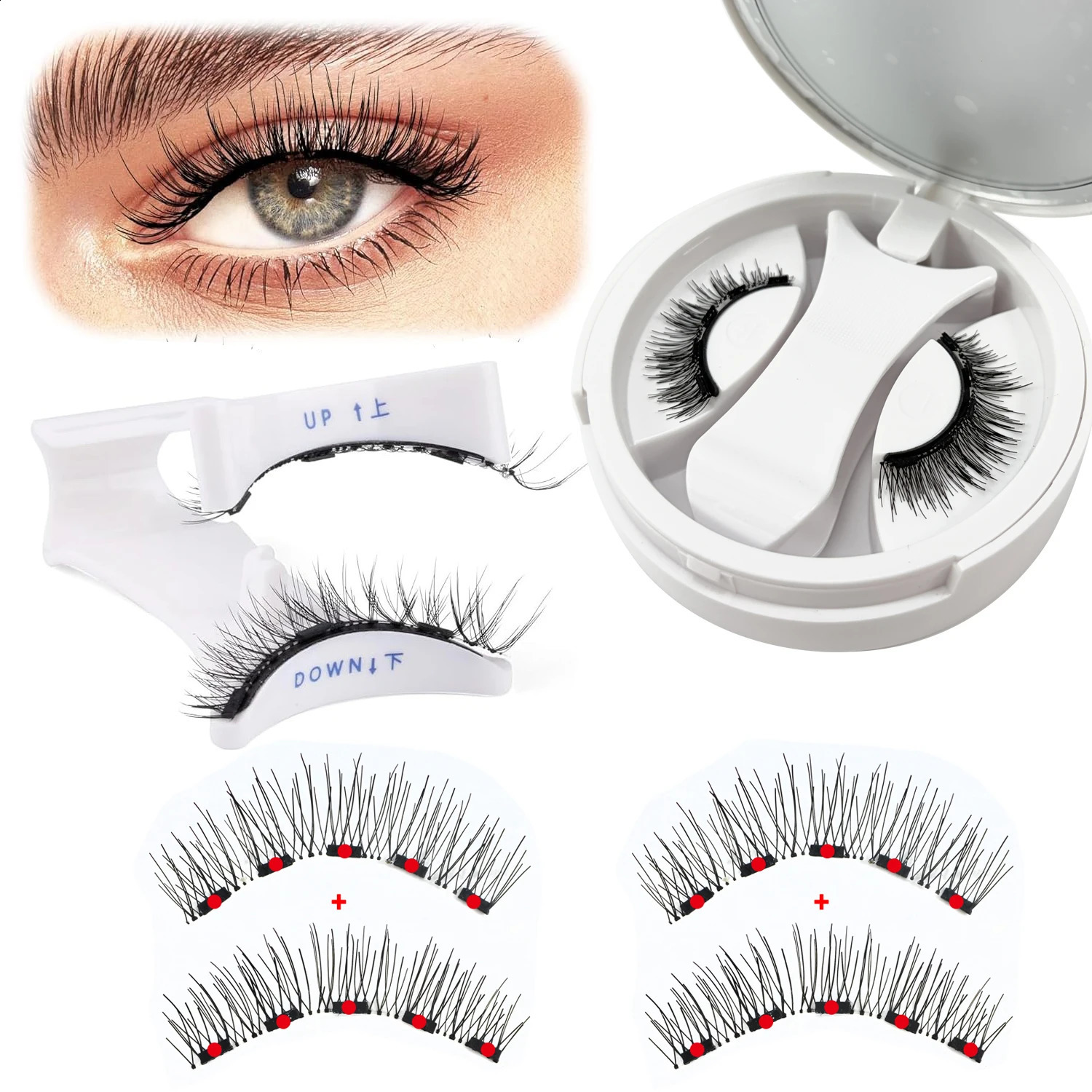 5 Magnets Glue Free Magnetic Lashes 3D Fluffy Faux Mink False Eyelashes With Mirror Case Applicator 260917