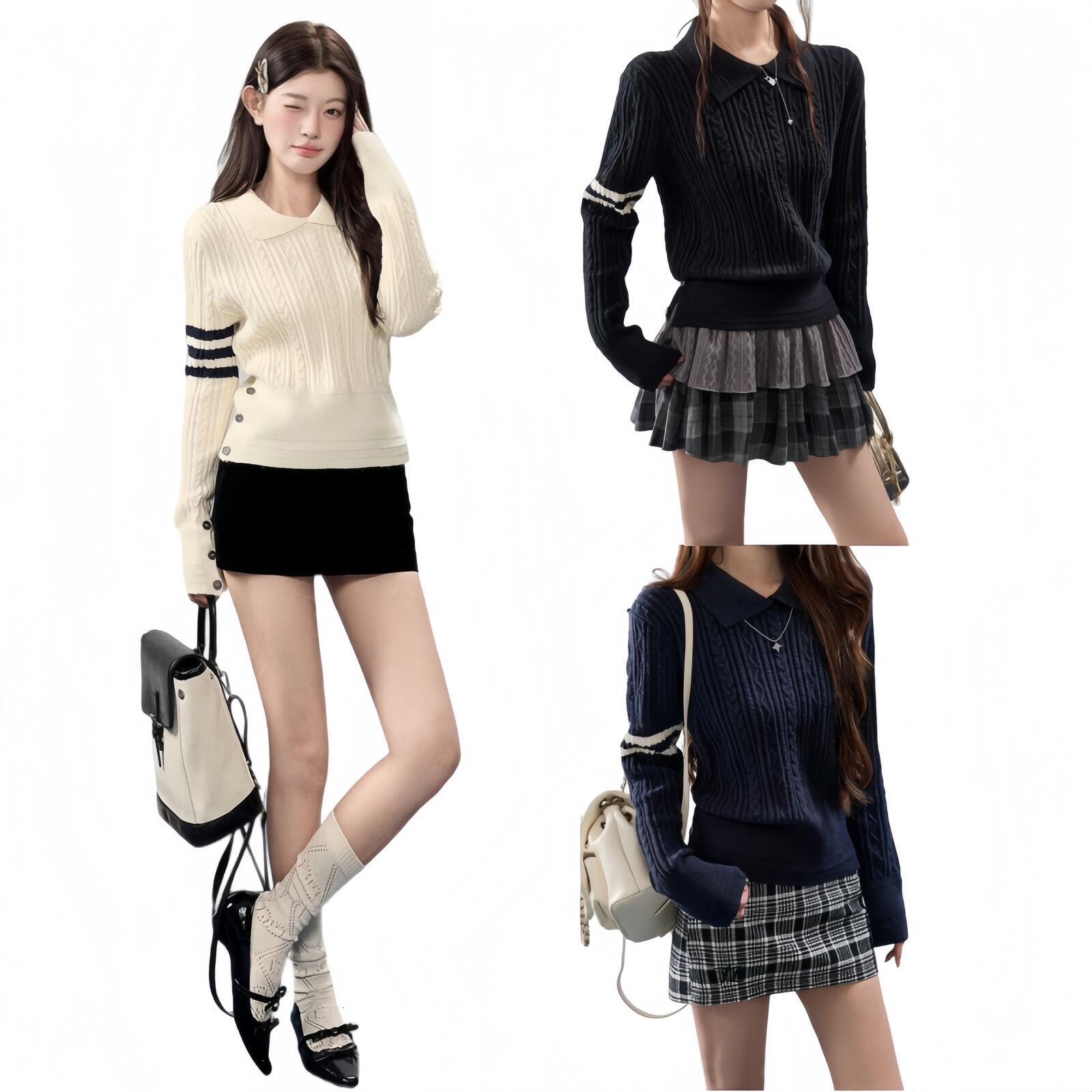 Designer Clothes Women Sweater Women Trim Fit Knitwear Autumn Pullover With Cable Knit College Style Striped Pattern Print Womens Sweater Leisure St