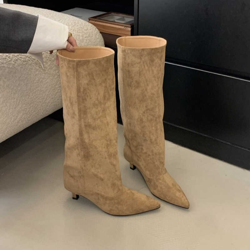 Heels Winter High Designer Ladies Casual Dress Boots Street Wind Warm Knee-high Shoes 2025 New Women's Pointed Knee-high Boots D260917