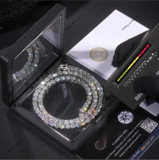 Custom 6mm Hip Hop VVS Moissanite Diamond Tennis Chain Lab Diamond Tennis Necklace for Men 925 Sterling Silver Tennis Chain 296 32d