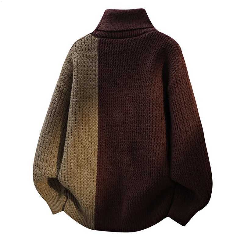Autumn Turtleneck Sweater Men Women Winter Vintage Splicing Colors Pullovers Fashion Casual Sweaters Loose Men Knitwear PulloverW260915