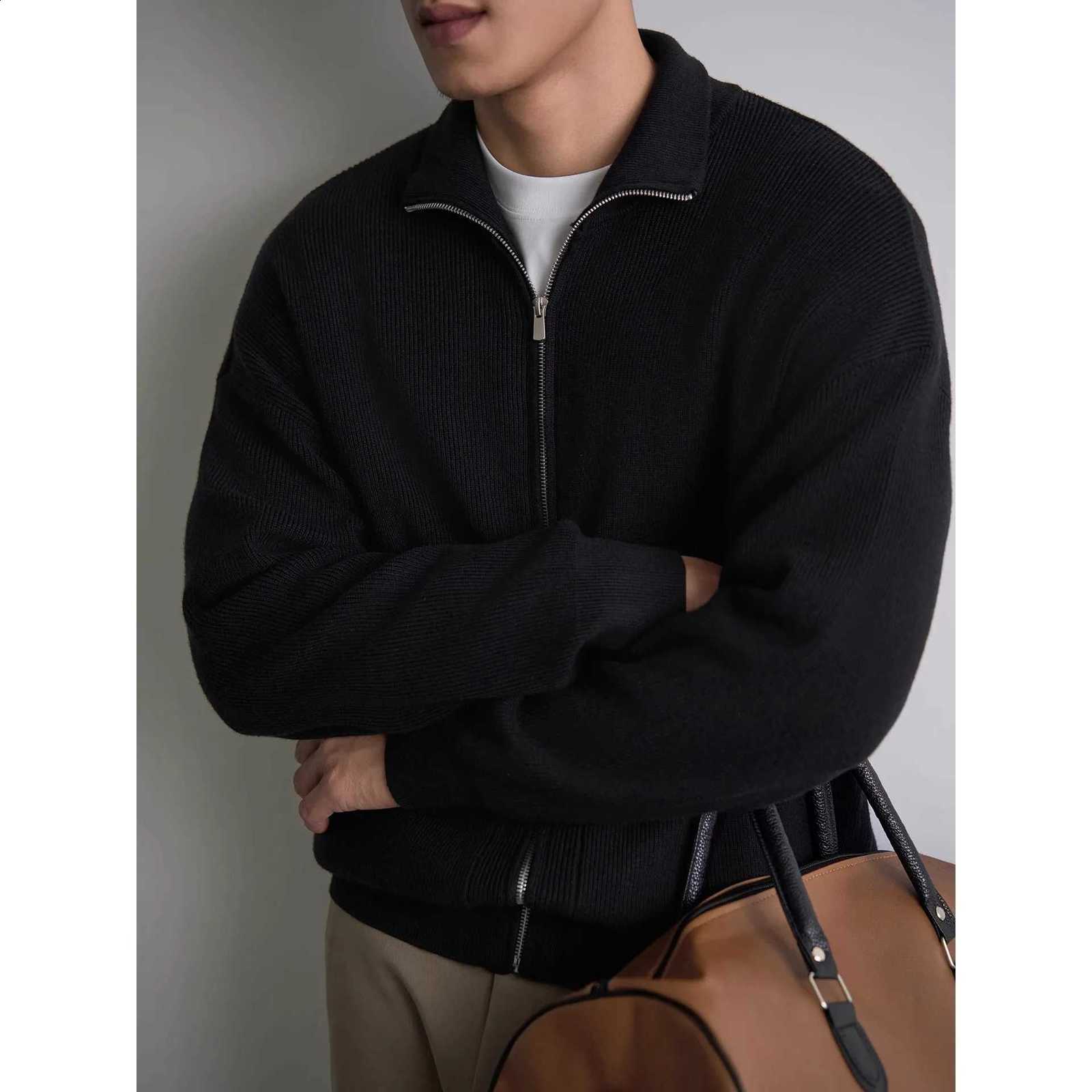 Top New Zipper Sweater Men's Jacket Casual Trendy Mature Fashion Versatile Slim Lapel J260916