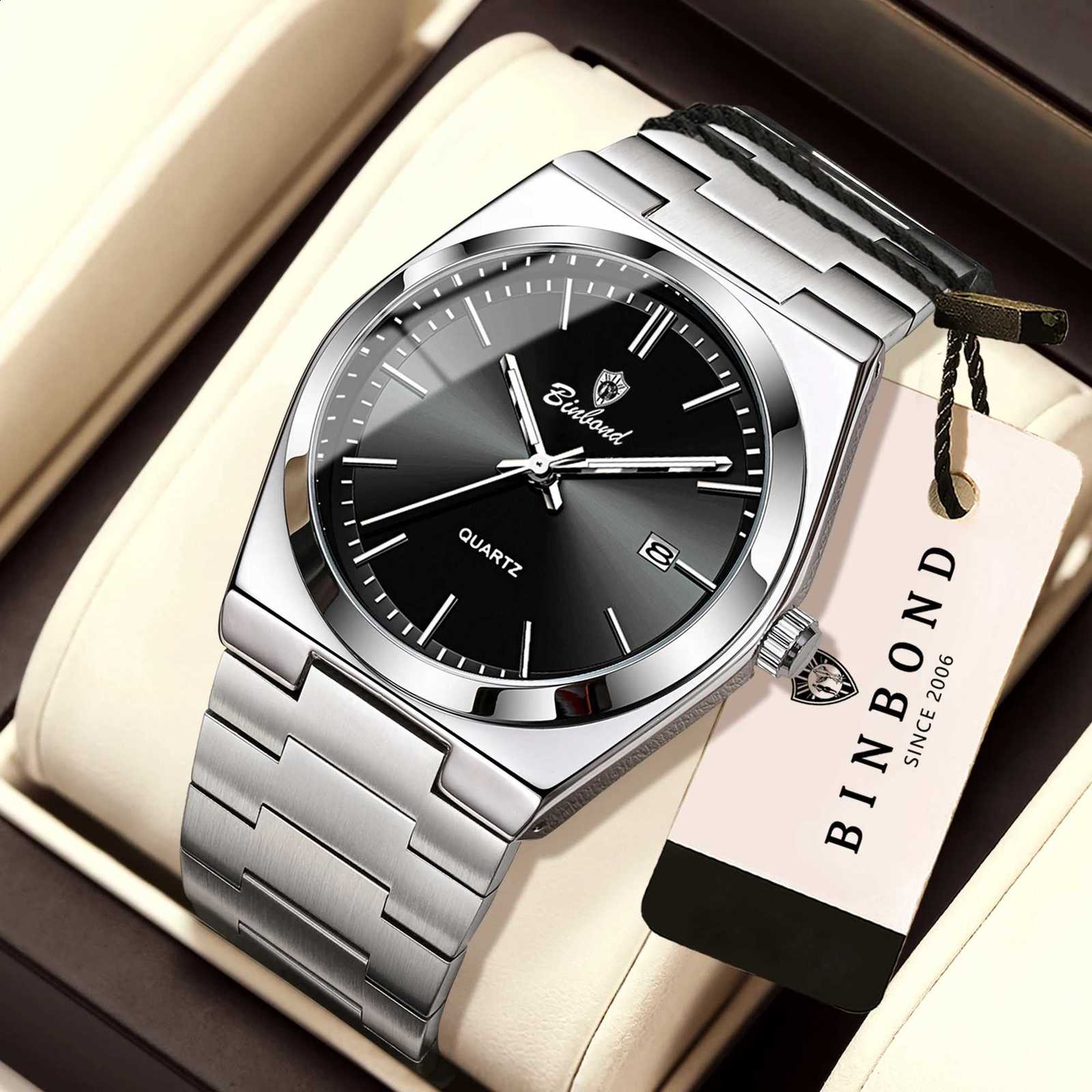 BINBOND Luxury Luminous Waterproof Auto Date Original Men's Quartz Wristwatch Function Casual Accurate Watches For MenT260916