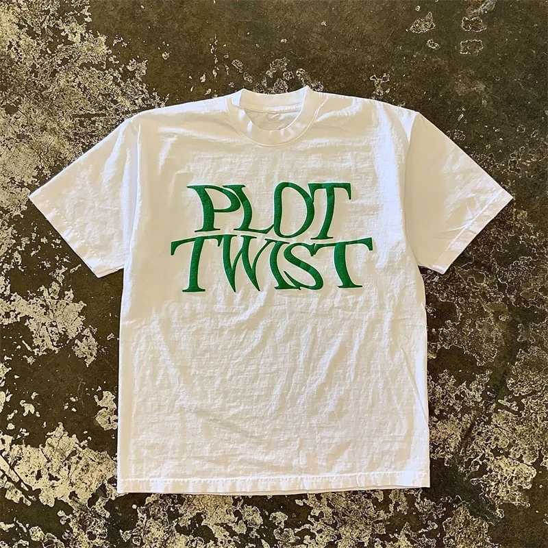 Xiao Chen Story Multi 260g Heavyweight Pure Cotton Short Sleeve T-Shirt Korean Style Twisted Letter Print Trendy Casual Top X260916