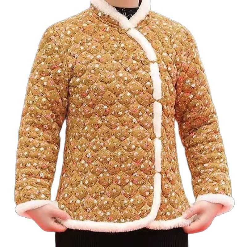 Jacket New Cheongsam Chinese Cotton Style Big Flower Jackets imitation Ancient Padded Light Thin Coat Female New Year's Clothing H260917