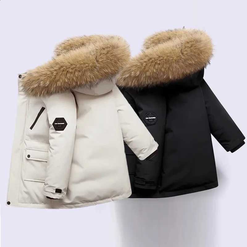 Winter Boys Down Coats Children Thickened Large Fur Collar Cotton Jackets New Kids Warm Hooded Outerwear Teenager Padded ClothesT260916