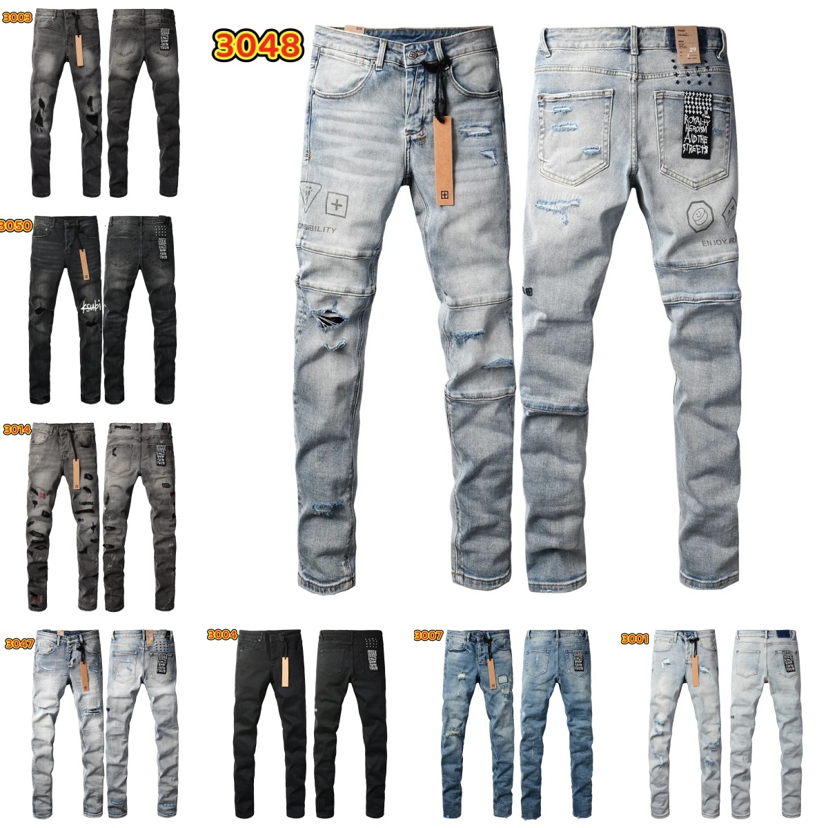 designer ksubii men's slim Handmade Y2k Distressed Ripped Denim High Quality Cotton Stretchable Streetwear Trousers for Men Women skinny jeans