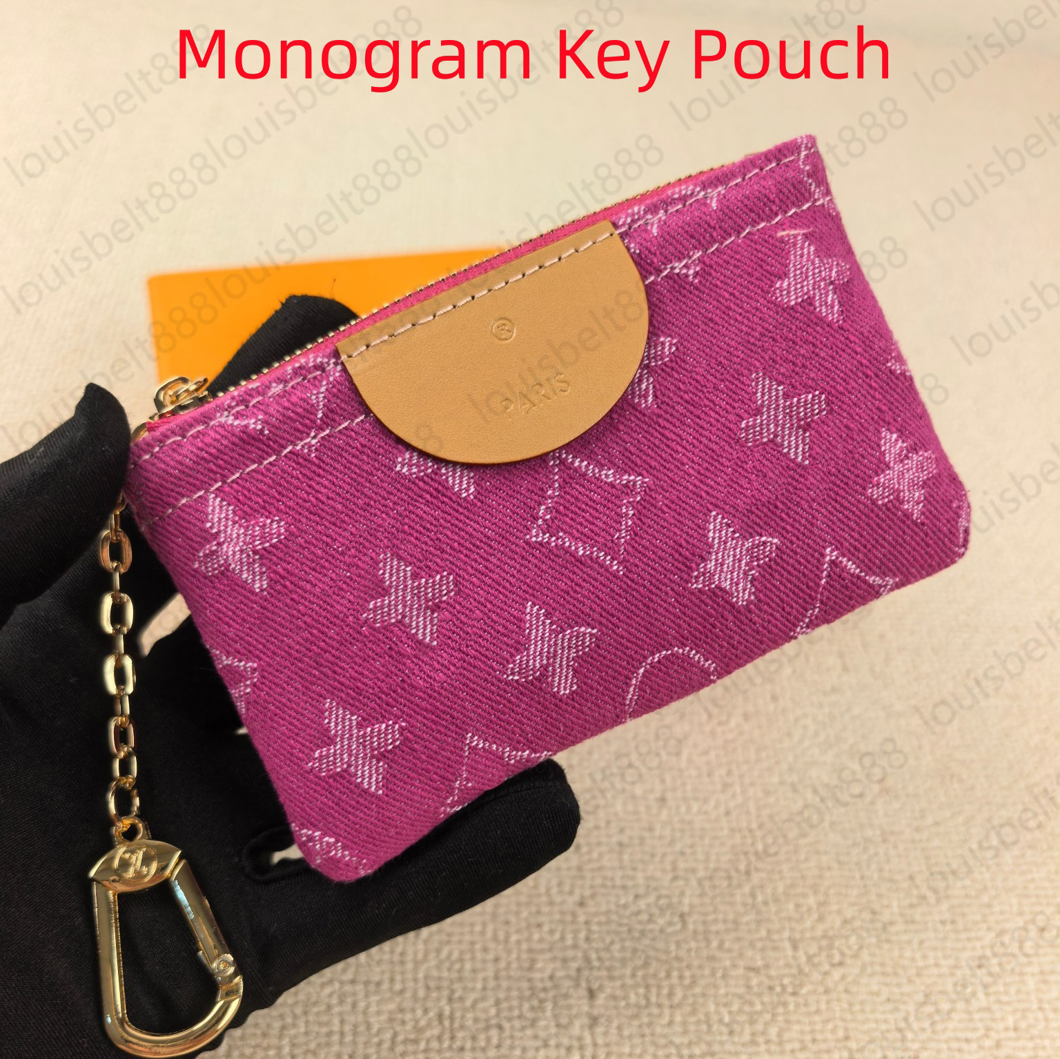 Fashion Denim Key Coin Purse Classic Printed Mini Zipper Pouch With Metal Chain Hook Portable Card Holder For Handbag Decoration 4 sizes to choose f