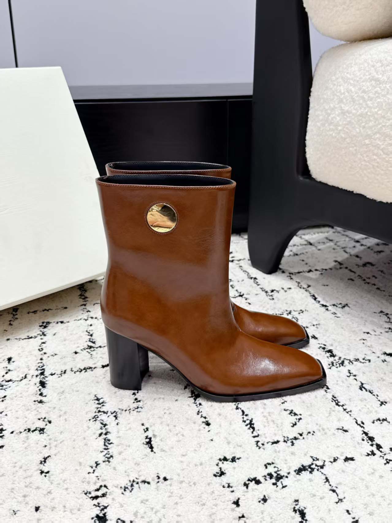 New brown midsole women's ankle boots designer short boots with patent leather pointed and sexy winter women's socks boots size 35-42 with