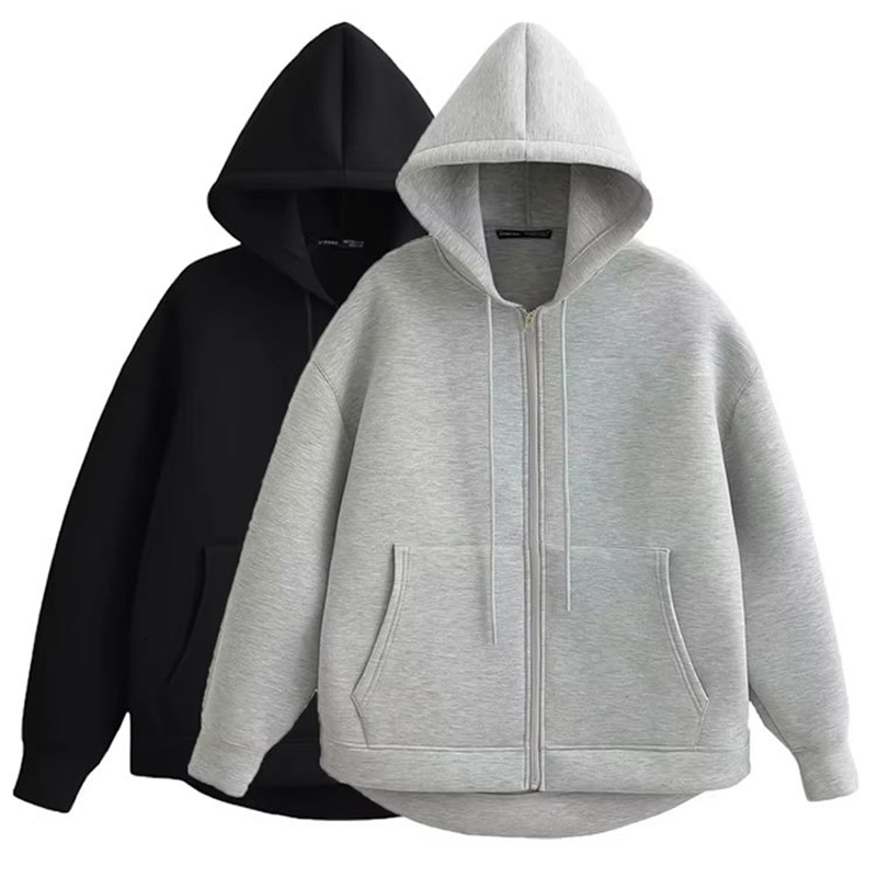 HH Autumn Women Casual Hooded Jacket Loose Oversize Zipper Hoodie Sweatshirts Solid Coat Office Lady Chic Outwear Tops260915ww