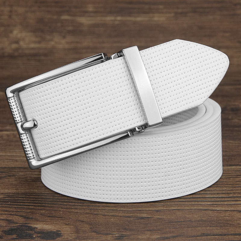 Casual pin buckle designer belts men genuine leather 3.3cm wide luxury famous brand student jeans cintos masculinos white B78 W260917