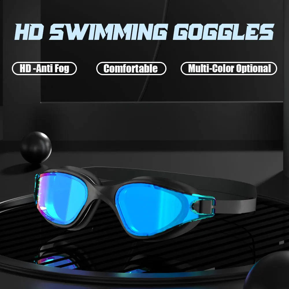 JSJM Swimming Goggles HD Anti-Fog Professional Swimming Glasses Silicone Anti-UV Adjustable Swimming Goggles Unisex Adults 260917
