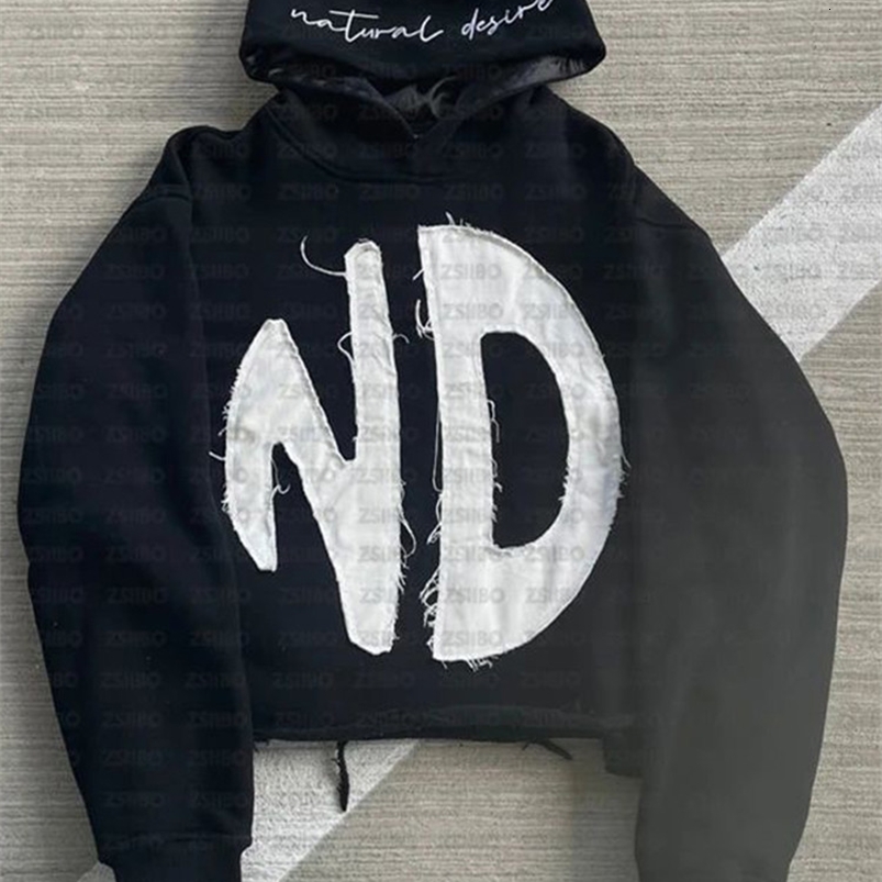 Hoodie with patch English letter pattern spring fashion mens longsleeved hooded sweatshirt Y2K clothing jacket womens hood 260917