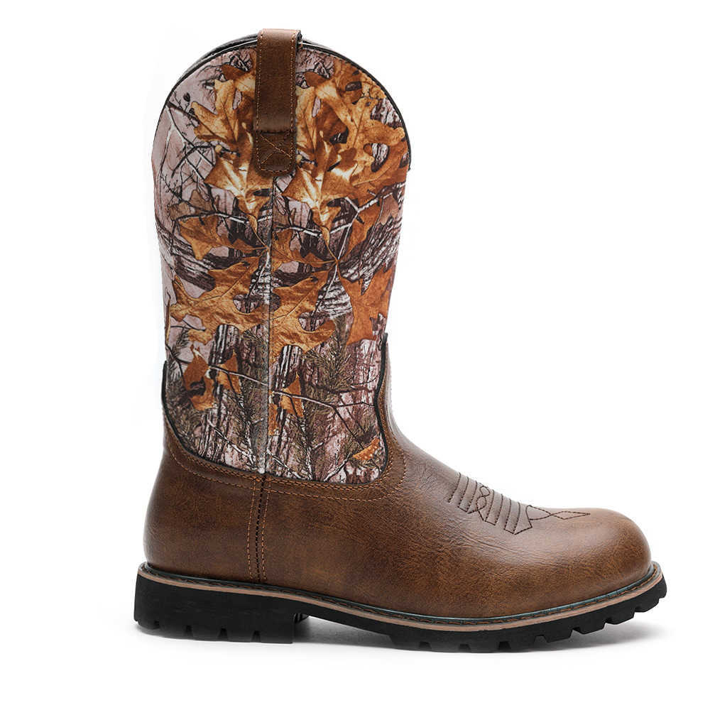 New fa1 Boots Vintage Men's Knight Snow Boots Big Size Motorcycle Overshoes Mens Slip-on Embroidery Process Shoes D260917