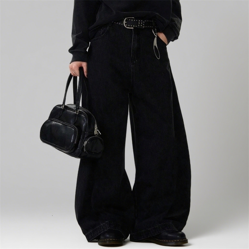 High Streets Spring Summer Men's Jeans American Baggy Wide Leg Curved Knife Denim Pants Loose Solid Color Male Trendy Trousers 260915CJ
