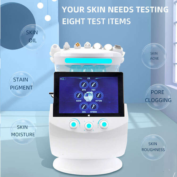 Upd High Tech Skin Health Detection Tightening Beauty Face Dermabrasion H2o2 Exfoliation RF Ice Ultrasound Ion Aqua Jet Deep Cleaning 7 In 1 Equipme