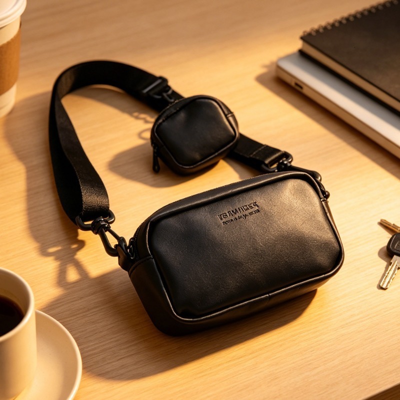 Fashion Bags Men Brand Design 2 In 1 Men's Crossbody Luxury Soft Leather Shoulder Bag Mini Square Purse Unisex
