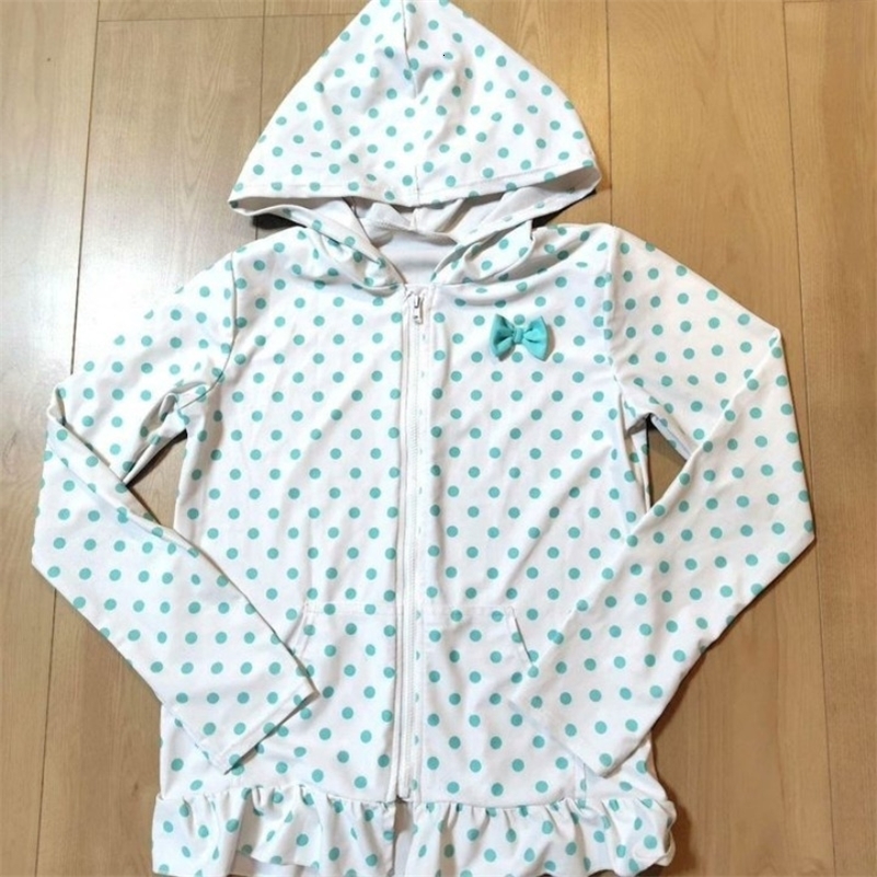 Japanese subculture Harajuku retro polka dot bow long sleeved women's zipper hooded sweatshirt American spicy girl trendy top260915ww