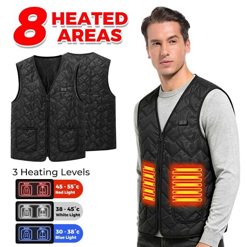 8 Zone Thermal Vest USB Powered Electric Heating Waistcoat 3 Gear Temp Control Waterproof Winter Outdoor Unisex Machine Washable Q260917