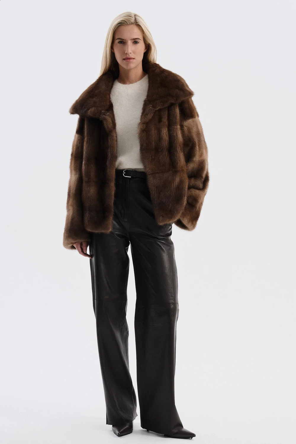 IG 2026 Women High Collar Batwing Faux Mink Fur Jacket Loose Short y Warm Winter Trendy Street Fashion Outer Coat 260917