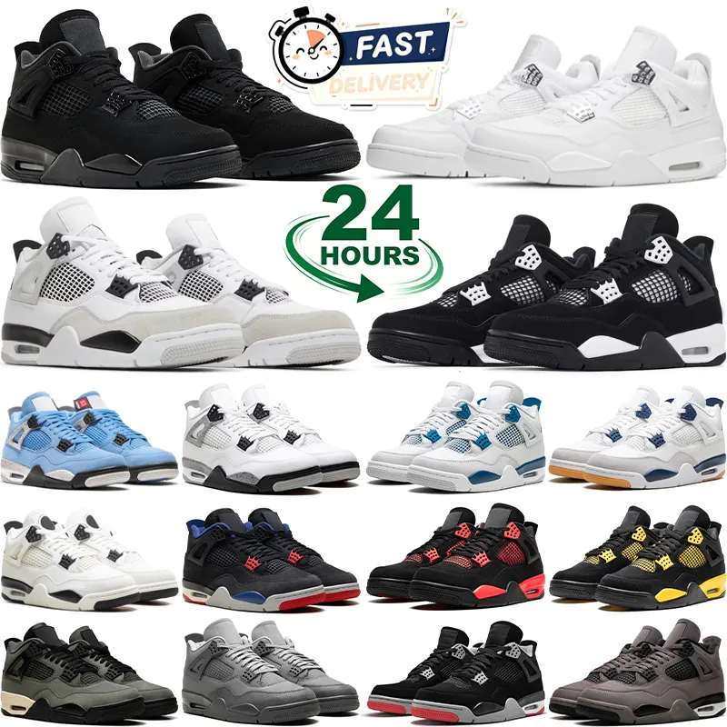 With Box 4s basketball shoes for men women 4 Military Black Black White Thunder Sail University Blue Oreo leather outdoor sport Trainers Size 36-47