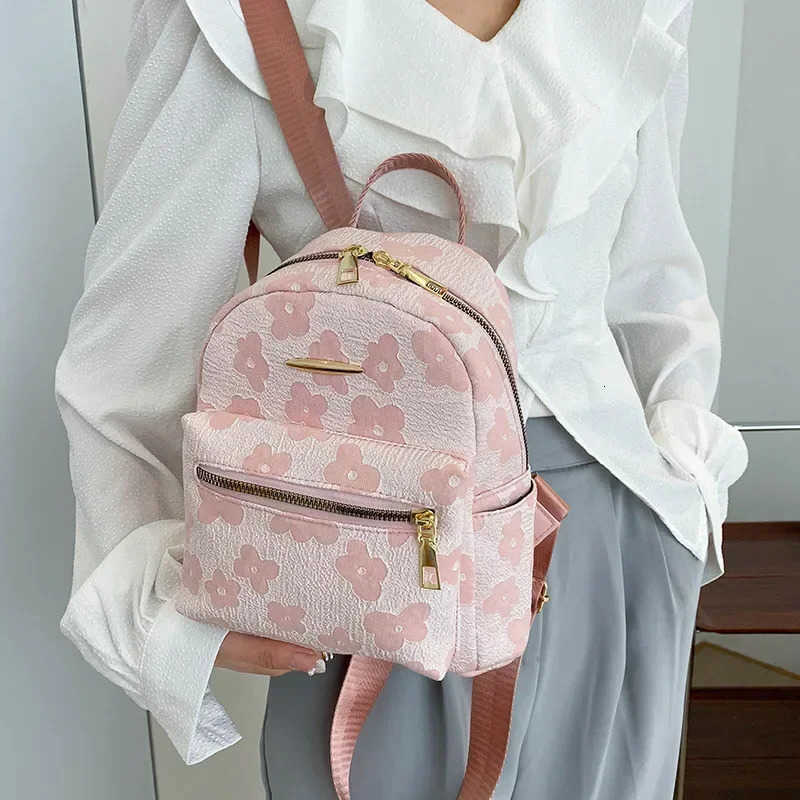 Shoulder PU Leather Mini Small Backpack Multi-Function Ladies Phone Pouch Pack Flower Print Ladies School Backpack Bag for WomenT260917