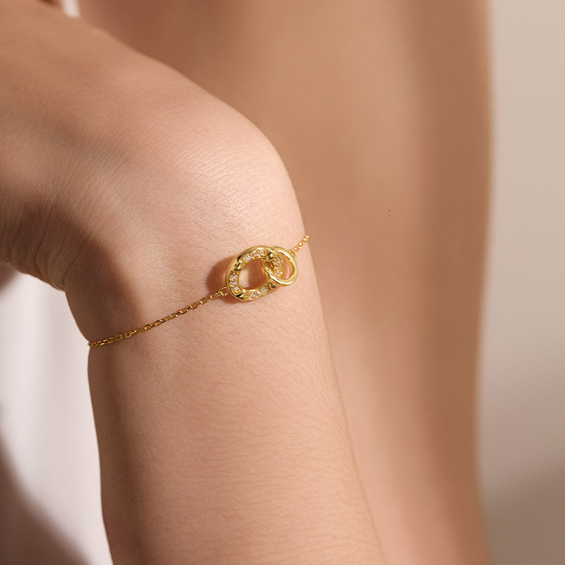 VITAJEW Delicate Elegant Stainless Steel Chain Gold Plated Bracelets For Women Round Geometric Bangles Non Fading Jewelry
