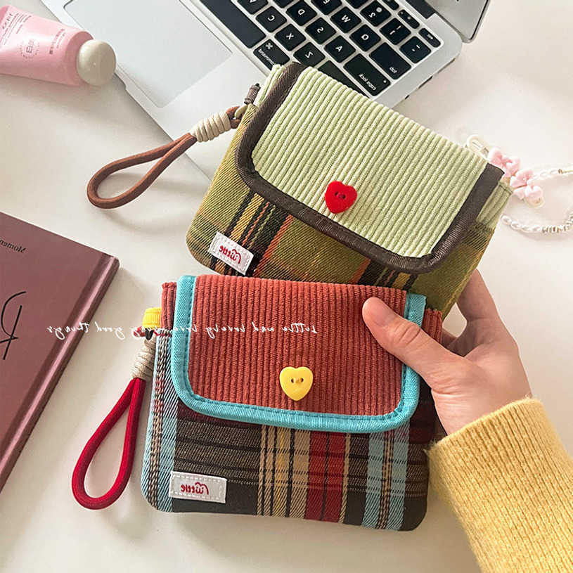 Fresh Plaid New Storage Bag Candy Color Mini Sanitary Pad Pouch Coin Purse Card Document Organizer Hot SaleT260917