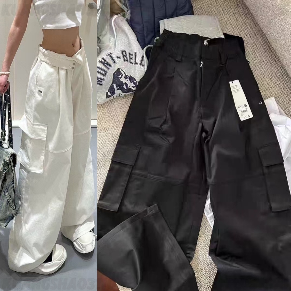 Designer Women's Yoga Cargo Pants Fitness Long Pants Pocket Cargo Pants Reflective Lettering Straight Leg Loose Wide Leg High Waist Casual Vers