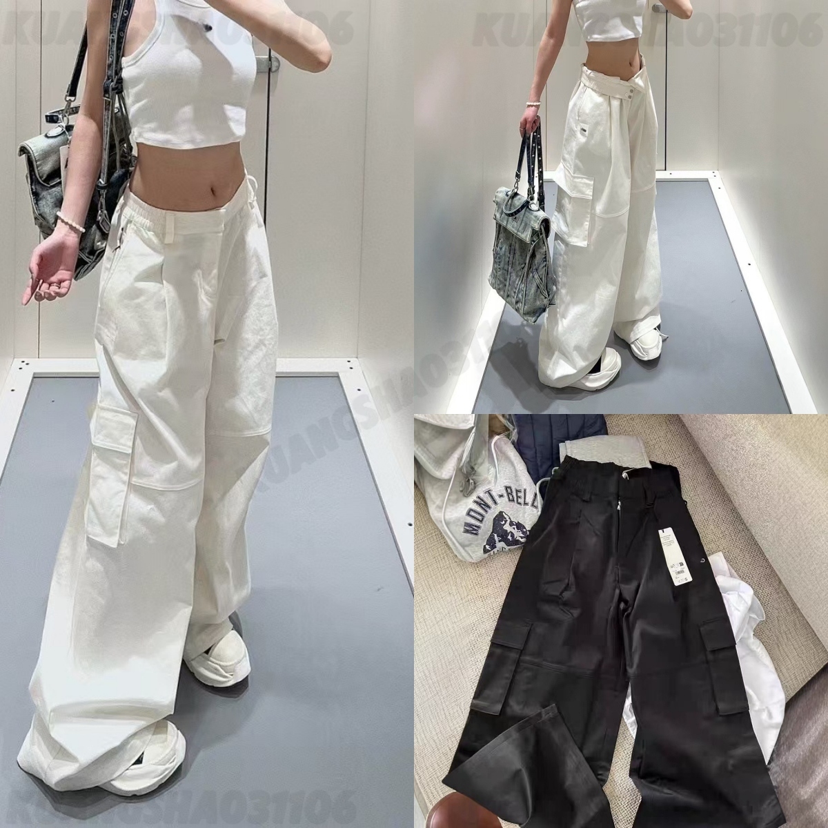 Designer Women's Yoga Cargo Pants Fitness Long Pants Pocket Cargo Pants Reflective Lettering Straight Leg Loose Wide Leg High Waist Casual Vers