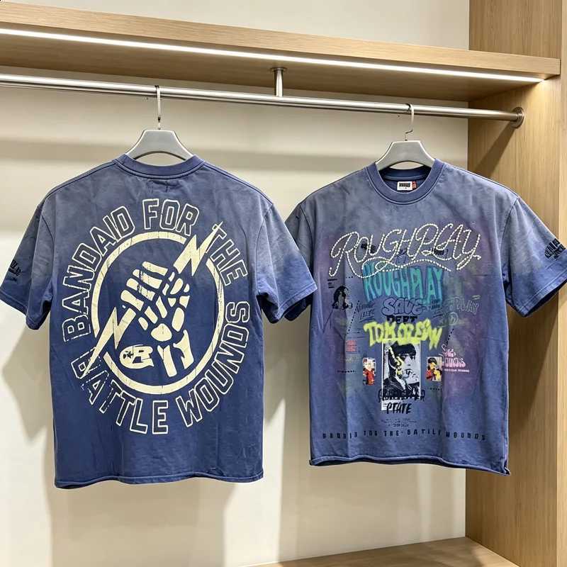 American High Street Hip Hop Men Women Rough Play Short Sleeved T-shirt Bead Decoration Round Neck High Quality Cotton Top Stock X260916
