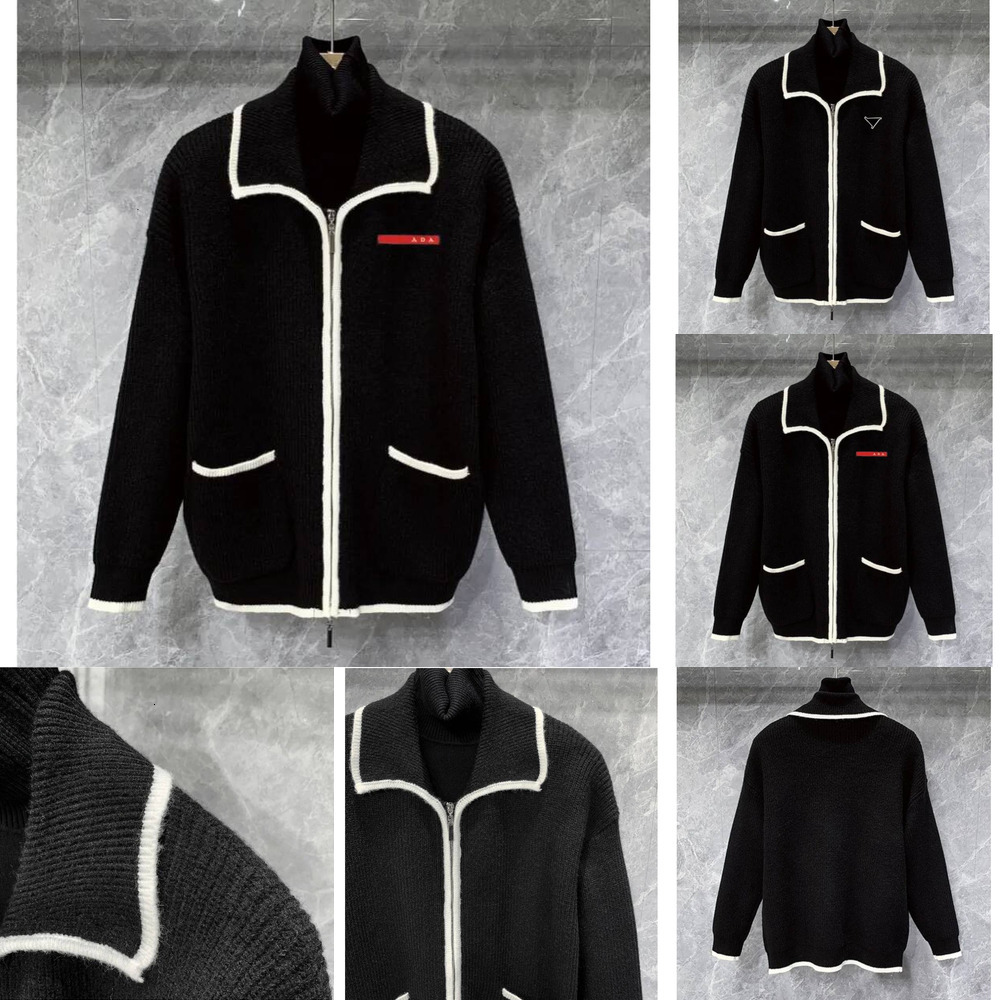 Designer Men's Sweaters Knitwear Autumn Winter Knitted Warmer Contrast Trim Long Sleeves Men Zip Cardigan Coats Outdoor Casual Tops