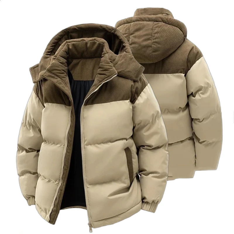 Mens Winter Jacket Hooded Casual Warm Cotton Thickened Fleece Lined Zipper Front Parka ColdProof Coat 2026 260914