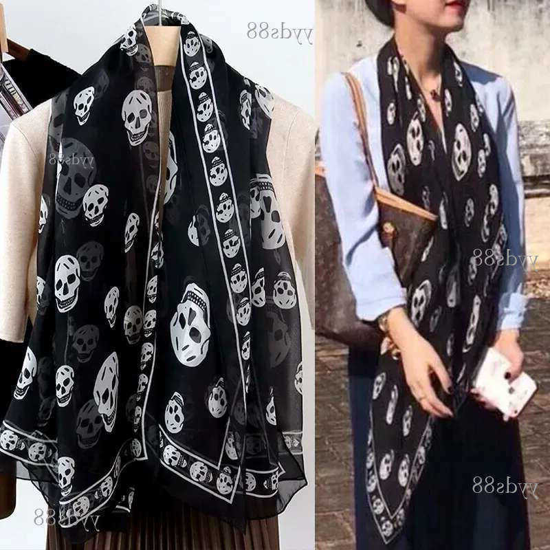 colors 6 skull scarf for women and men Good % pur silk satin women scarves shawls S260917PS5N