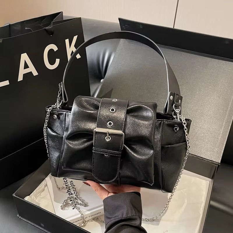 Vsper Y K Flap Chain Shoulder Crossbody Bags For Women Pleated Design Pure Color Biker S Bag New In Luxury Designer Handbag KABAHEBINGJUE