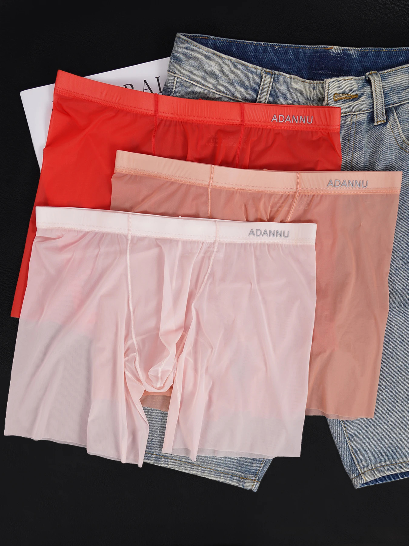 3 PCS Men's Ice Silk Long Tight Mesh Sheer Boxers UltraThin Cooling Elastic Waistband Sexy Underwear Spring Summer 260917
